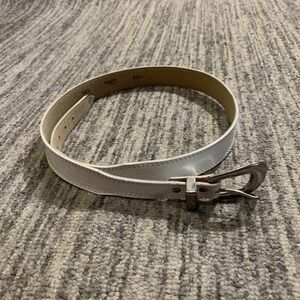 Vintage Circa White Belt Croc Embossed Western Buckle‎ Size Small